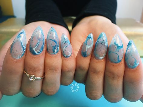 Blue topaz nails by @tgbglam Blue Topaz Nails, Topaz Nails, Sea Witch Costume, Blooming Nails, Classic Nail Designs, Hollywood Nails, Marble Nail, Marble Nail Art, Sea Witch