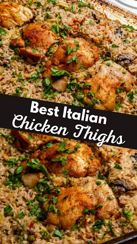 Italian Chicken Thighs Recipe Boneless Skinless Chicken Thigh Recipes Italian, Italian Chicken Thigh Recipes Crockpot, Italian Chicken Leg Recipes, Italian Chicken Thighs Recipes, Italian Chicken Thighs Baked, Italian Chicken Dishes Recipes, Chicken Thigh Casserole Recipes Baked, Italian Chicken Recipes Oven, Boneless Skinless Chicken Thigh Casserole Recipes