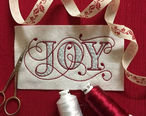 Ornamental Scroll, Pajama Pillow, Xmas Embroidery, Christmas Applique Designs, Christmas Stocking Decorations, Machine Applique Designs, Christmas Table Linen, Joy Christmas, Christmas Applique