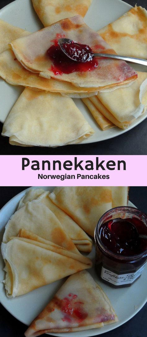 Norwegian Pancakes Recipes, Norwegian Desserts Traditional, Norweigen Recipes, Norwegian Desserts, Scandinavian Breakfast, Scandinavian Dishes, Norwegian Pancakes, Nordic Recipes, Norwegian Cuisine