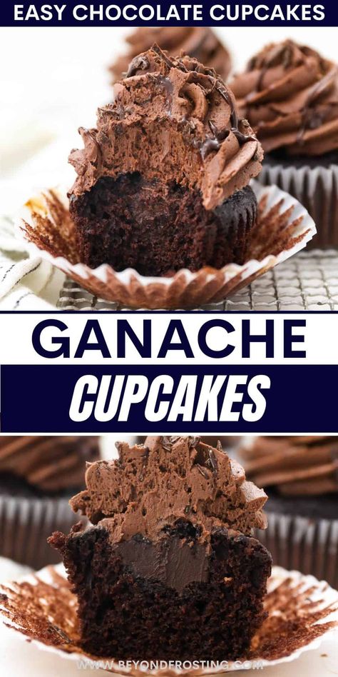 Chocolate Cupcakes With Ganache, Cupcakes With Ganache, Easy Chocolate Cupcakes, Ganache Cupcakes, Chocolate Ganache Cupcakes, Life Love And Sugar, Homemade Chocolate Cupcakes, Moist Chocolate Cupcakes, The Best Cupcakes