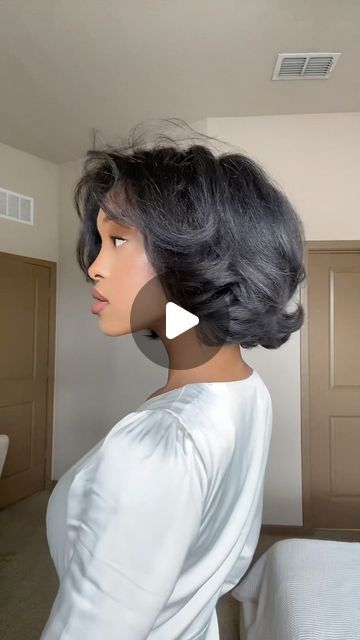 @aaliyahtanza on Instagram: "Engagement shoot hair. 👰🏽‍♀️💍  Rollers:  @goodyhair  Hairspray: Style On Steroids - @colorwowhair" Roller Set On Natural Hair Black Women, Rollerset Natural Short Hair, Blowout On Medium Length Natural Hair, Pin Curl Styles, Blowout Hair Styles, Short Blowout Hairstyles, Pin Curls For Black Women, 4c Blowout Hairstyles, Natural Hair Blowout Styles