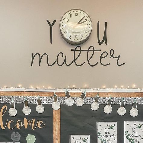 Kimberly on Instagram: "I finally got this bulletin board together today! 🙌🏼 For some reason I just wasn’t feeling anything I was putting up. I’m happy with how it turned out!  Posters: @confettiandcreativity  Hexagon names: @ashleymckenzietpt  Light bulbs: @schoolgirlstyle  Borders: @lakeshorelearning  Welcome and You Matter: I made on my @officialcricut   . . . . .  #teachersofinstagram #teachersofthegram #igteachers #teachersofig #teachersfollowteachers #iteachtoo #iteach #iteachfifth #iteach5th #freckledinfifth #teacherlife #teacherfriends #school #class #classroom #classroomtoclassroom #teachers #teacherfriends #classroomdecor  #teachertribe #iteachela #iteachmath #targetteacher #school #teacherlife #instagood #fifthgradefun #teachergram  #5thgradecollaborate" You Matter Bulletin Board, Positive Message Bulletin Boards, You Matter Science Bulletin Board, Science Sayings For Bulletin Boards, Mathematician Bulletin Board, Look What We're Learning Bulletin Board, Grade 7, Bulletin Board Ideas, Class Decor