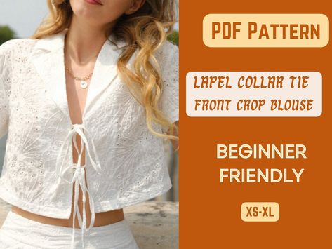 Blouse Sewing Pattern, Blouse Sewing, Beginner Sewing Patterns, Polo Blouse, Beginner Sewing, Front Crop Top, Blouse Pattern Sewing, Cute Blouses, Sewing For Beginners