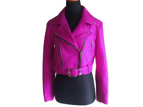 Excited to share the latest addition to my #etsy shop: Hot Pink Python Jacket https://etsy.me/3M68sfN #pink #bacheloretteparty #easter #animalprint #streetwear #zipper #no #yes #windbreaker Womens Motorcycle Fashion, Python Jacket, Pink Fushia, Vintage Biker, Motorcycle Style, Pink Jacket, Shopping Spree, Your Man, Leather Jackets Women