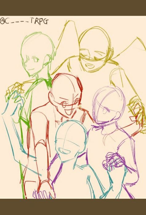 Group Pose, Poses Manga, Body Reference Drawing, Drawings Of Friends, Logo Art, Drawing Expressions, Drawings Simple, Anime Drawings Tutorials, Gallery Art