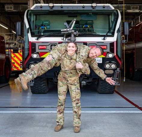 The bonds between firefighters are extremely close. For U.S. Air Force firefighters father-daughter duo, SMS Blaine Holland and A1C Riley Holland ... it is family. Air Force Firefighter, Job Dream, Firefighters Daughter, Dream Photos, Patriotic Poems, Stories Quotes, United States Military, The United States Of America, U S Air Force