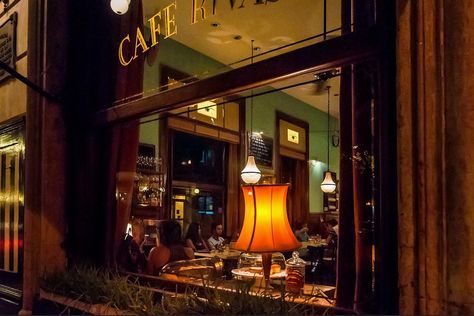 Looking through the night time window of Café Rivas... beautiful golden lighting glows within... Arte Jazz, Terrence Loves You, Aesthetic Restaurant, Jazz Bar, Golden Lighting, Jazz Club, Cinematic Photography, You Left, Pretty Places