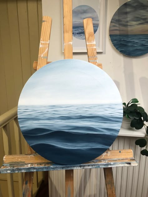 Ocean painting, oil painting, canvas, round canvas, art, water painting, ocean art, water art, blue, blue painting Ocean Art Acrylic, Realistic Ocean Painting, Acrylic Painting Ideas Realistic, Realistic Water Painting, Realistic Wall Painting, Water Waves Painting, Ocean Painting Wallpaper, Painting Ideas On Canvas Ocean, Painting Ideas Realistic