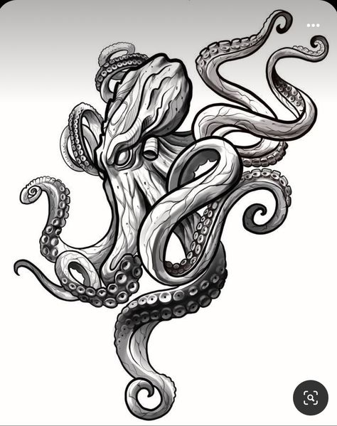 Black And White Tattoo Designs, Octopus Sketch, Tato Maori, Octopus Tattoo Sleeve, Kraken Tattoo, Squid Tattoo, Black And White Tattoo, Octopus Drawing, Octopus Tattoo Design