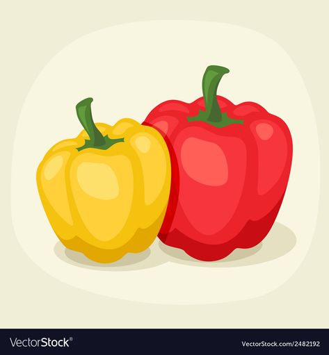 Bell Pepper Illustration, Paprika Illustration, Peppers Drawing, Peppers Illustration, Aba Materials, Eco School, Concept Map, Flash Card, Sketchbook Ideas