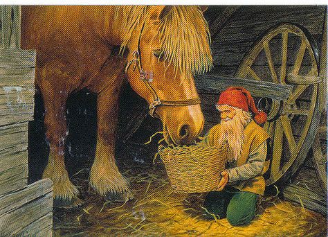 Swedish Tomte, Fox Pictures, Creation Photo, Nordic Gnomes, Horse Posters, Horse Feed, Elves And Fairies, Swedish Christmas, Work Horses