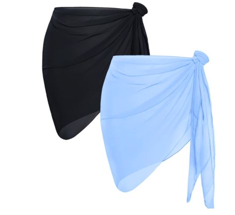 Beach cover ups set is made of chiffon. It is lightweight, sheer, a variety of colors and patterns to choose from, soft and dry quickly, and is perfect for summer with bathing suits. Swimwear sarong is 81.1*20.5inch/206*52cm with long ends, so you can wrap them around and tie them. Woman can tie it around their waist, and it hides the tummy, hip and legs, and it's adjustable and easy to use!