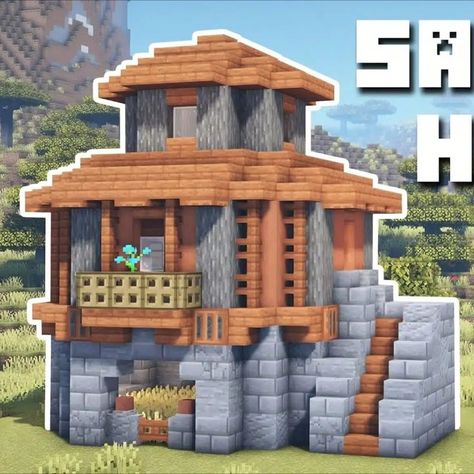 Are you searching for a simple Savanna house in Minecraft that will suffice and help you to survive for days? Then this Simple Savanna House in Minecraft is for you! It's made with simple structure and materials like stone bricks and acacia wood! So better check it out now and survive in those dry biomes! Simple Minecraft Builds, Minecraft Brick, Stone Bricks, Minecraft Starter House, Minecraft House Ideas, Case Minecraft, House In Minecraft, Bangunan Minecraft, Minecraft House Plans