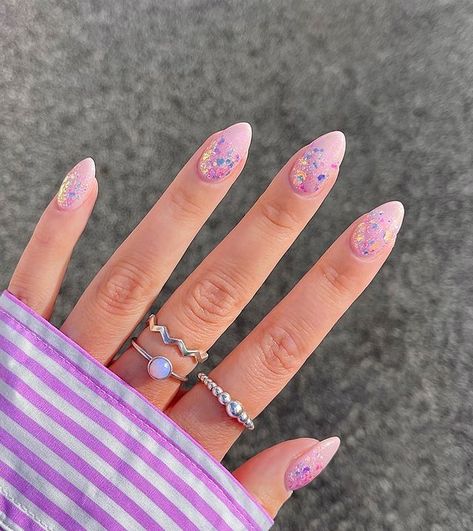 Lover Eras Tour Nails, Lover Era Nail Ideas, Eras Tour Nails Lover, Eras Nails, 21st Birthday Nails, Chunky Glitter Nails, Nye Nails, Birthday Nail Designs, Birthday Nail