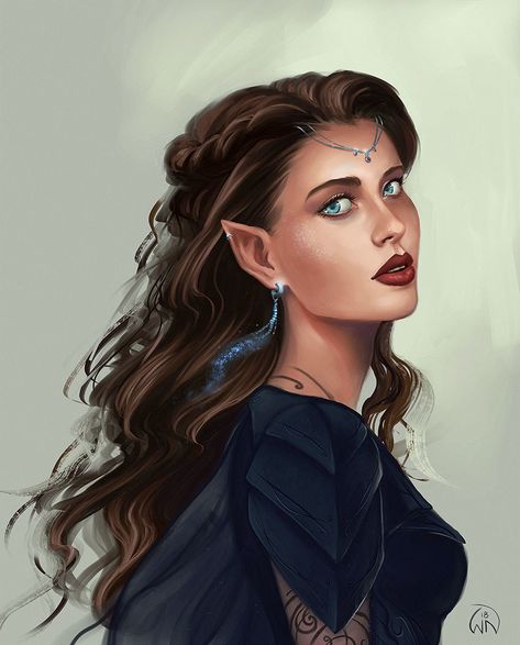 Half Elf Female, Elf Female, Feyre Archeron, Half Elf, Elf, Hair, Black