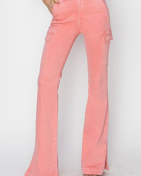 New Risen Denim drop today! Literally something for everyone. Those pink cargos are calling my name! Aliyah Core, Risen Jeans, Core Outfits, Flamingo Pink, Bootcut Pants, Pink Jeans, Denim Style, Cargo Jeans, Orange Pink