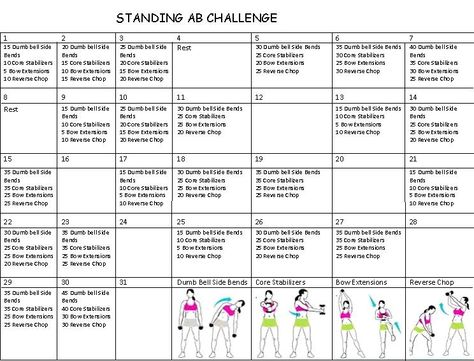 Standing Abs Challenge 30 Day, Standing Ab Workout Challenge 30 Day, Standing Ab Challenge 30 Day, Flat Stomach Challenge, Healthy Challenge, 2023 Workout, 30 Day Ab Workout, Woman's Health, Month Workout Challenge