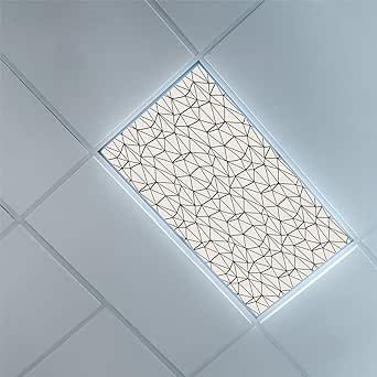 Lorougei Fluorescent Light Covers for Classroom Office-Geometric Pattern-Light Filters Ceiling LED Ceiling Light Covers-2ft x 4ft Drop Ceiling Fluorescent Decorative,Eggshell Dark Taupe Florescent Light Cover Ideas, Drop Ceiling Lighting Ideas, Fluorescent Light Covers Diy, Florescent Light Cover, Drop Ceiling Makeover, Classroom Ceiling, Flourescent Light, Fluorescent Light Covers, Lighting Makeover