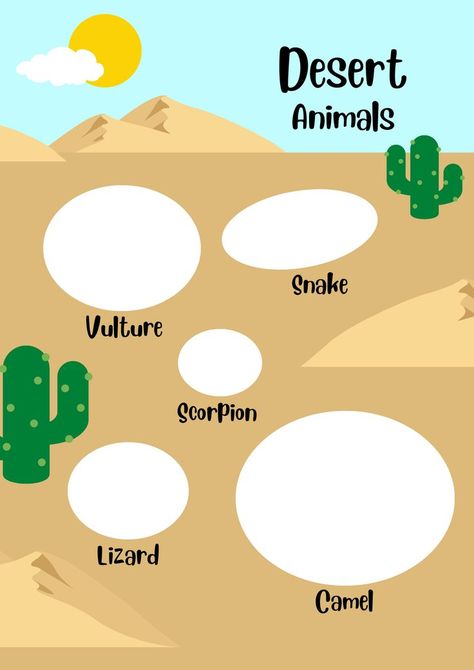 Desert Animals Cut and Paste Activity Desert Animals Activities For Preschool, Habitats Preschool Activities, Desert Animals Preschool, Desert Activities For Kids, Desert Animals Crafts, Desert Animals Worksheet, Desert Activity, Desert Animals Activities, Classroom Attendance Chart