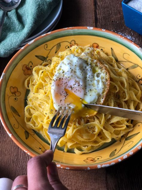 Pasta topped with fried egg | Taking the guesswork out of Greek cooking...one cup at a time Breakfast Pasta With Egg, Pasta With Fried Egg, Egg Noodle Pasta, Pasta With Egg, Noodle Pasta, Greek Recipes Authentic, Greek Cheese, Greek Pasta, Yummy Meals