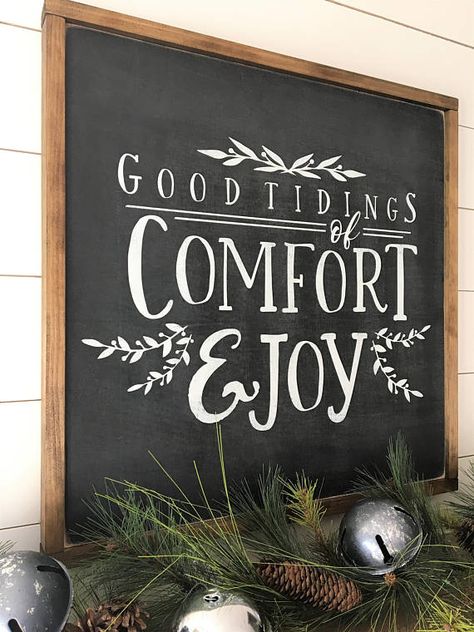 2x2 Good Tidings of Comfort and Joy Wood Signs and Wall Tidings Of Comfort And Joy, Merry Christmas Frame, Christmas Chalkboard, Christmas Signs Wood, Navidad Diy, Wood Frame Sign, Christmas Frames, Comfort And Joy, Christmas Wall Decor