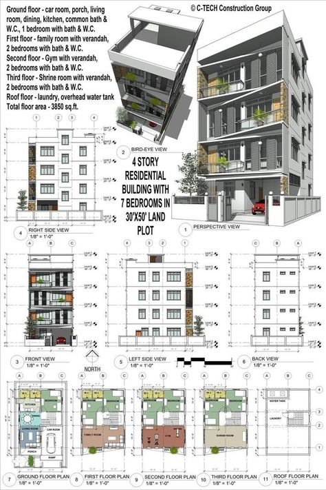 House Projects Architecture, Architectural Plan, Building Design Plan, Small Apartment Building, 2bhk House Plan, Architecture Drawing Plan, Building Plans House, Building House Plans Designs, Apartment Floor Plans