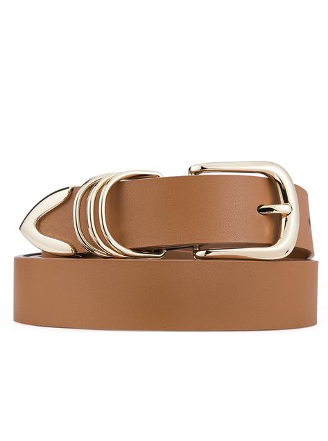 PRICES MAY VARY. 💐Premium Leather: Women's belt made of genuine leather, with exquisite workmanship, soft touch and durable, not easy to break and fade. Classic colors (black, brown, white）easily matched with clothes to show your fashion game. 👗TRENDY STYLE: The d ring belt gold needle buckle and unique gold belt tails design complements the leather belt strap, bringing distinctive fashion and charming style to your outfit. Leather belt for women showed the most minimalism style. 👑SUITABLE SI Cute Western Belts, Stylish Women’s Belts, Pumpkin Belt, Brown Belt With Brass Buckle For Everyday, Trendy Brown Belt With Buckle Closure, Thick Brown Belt, Brown Belt Gold Buckle, Black Leather Belt With Gold-tone Hardware, Tan Belt