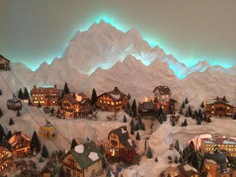 Beautiful lighting Diy Christmas Village Display Platform, Diy Halloween Village, Christmas Village Display Platform, Village Display Platform, Christmas Tree Village Display, Diy Christmas Village Displays, Department 56 Christmas Village, Xmas Village, Halloween Village Display