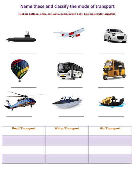 worksheets: Name And Classify The Mode Of Transport Mode Of Transport, Transportation, Quick Saves