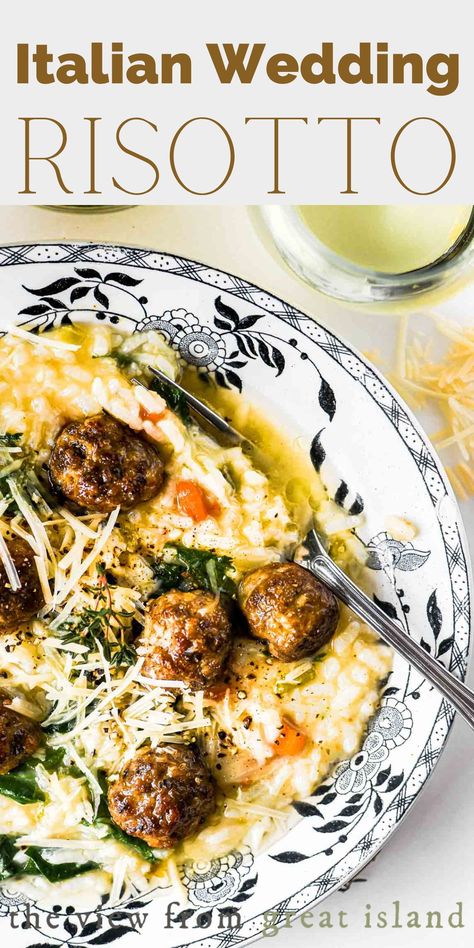 Risotto With Meatballs, Italian Wedding Risotto Food And Wine, Food And Wine Italian Wedding Risotto, Italian Wedding Soup Risotto, Fancy Risotto Recipes, Risotto And Meatballs, Truffle Rissoto Recipes, What Goes With Risotto, Meatballs And Risotto