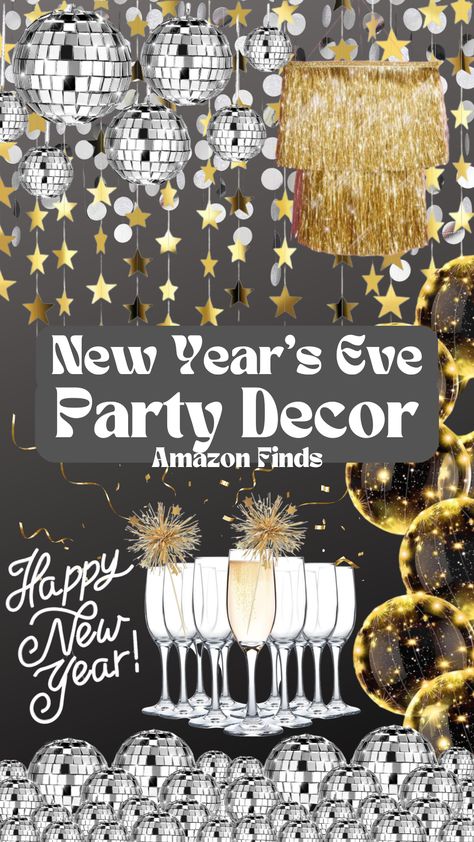 Amazon finds to ring in the New Year - gold, silver, disco balls, Gatsby Disco New Years Eve Party, Amazon Lists, New Year's Eve Party, Ring In The New Year, Disco Balls, Eve Parties, New Years Eve Party, Amazon Finds, New Year's