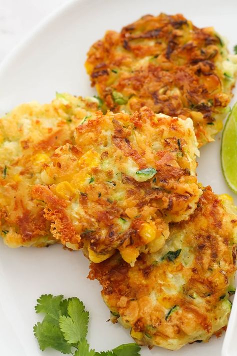 Zucchini And Corn Fritters Recipe, Zucchini Corn Fritters All Recipes, Corn And Zucchini Recipes, Zucchini And Corn Recipes, Corn And Zucchini Fritters, Zucchini And Corn Fritters, Vegetarian Fritters, Zucchini Corn Fritters, Easy Weeknight Dinners Healthy