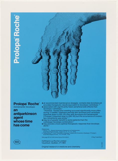 Rolf Harder, Design Collaborative Montreal Ltd.. Prolopa advertisement. c. 1976 | MoMA Best Posters, Medical Posters, Graphic Design Images, Graphisches Design, Type Inspiration, Swiss Design, Poster Design Inspiration, 로고 디자인, Design Graphique