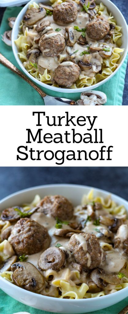 This lightened up Turkey Meatball Stroganoff is a winter weather crowd pleaser, and it's ready in about 30 minutes! Healthy Stroganoff Recipe, Turkey Meatball Stroganoff, Healthy Stroganoff, Turkey Stroganoff Recipe, Stroganoff Recipes, Turkey Stroganoff, Easy Turkey Meatballs, Meatball Stroganoff, Turkey Meatballs Healthy