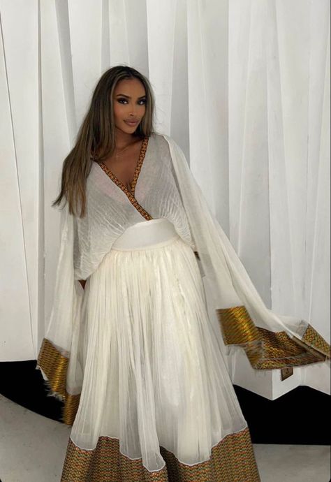 Zuria Habesha Dress, Ethiopian Clothes, Habesha Women, Eritrean Culture, Eritrean Clothing, Ethiopian Dresses, Ethiopian Wedding Dress, Amhara Culture, Eritrean Dress