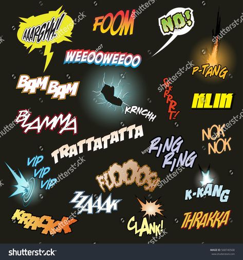 Vector Comic Book Sound Effects Onomatopoeia Voice Boom Bang Imitation Set #Ad , #ad, #Sound#Effects#Book#Vector Sound Effects Comic, Manga Sound Effects, Lightning Sound, Comic Sound Effects, Witch Comic, Book Vector, Sound Words, Car Sounds, Comic Book Style