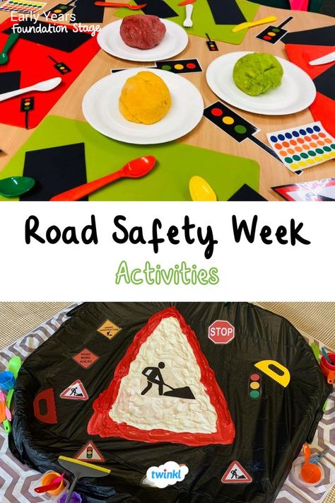 Explore different road signs with the children to encourage learning about road safety. Enjoy making playdough traffic lights and much more! Special thanks to Rebecca Underwood and Peekaboo Play Cafe Guildford Road Safety Activities Preschool, Road Safety Activities, Road Safety Games, Making Playdough, Road Safety Week, Safety Worksheets, Road Safety Poster, Road Safety Signs, Safety Rules For Kids