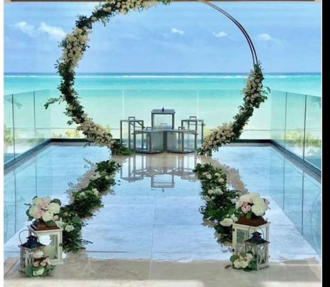 Ocean View Wedding, Obx Wedding, Oceanfront Wedding, Dream Wedding Reception, Romantic Beach Wedding, Romantic Wedding Venue, Ocean Wedding, Wedding Arches, Riviera Cancun