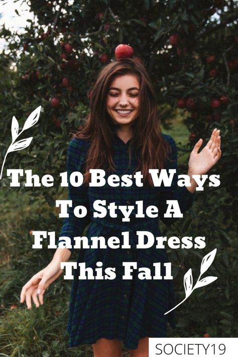 The 10 Best Ways to Style A Flannel Dress This Fall - Society19 Fall Flannel Dress, Flannel Shirt Dress Shoes, Flannel Dress With Boots, Flannel Over Dress, Plaid Dress Outfit Winter, Flannel Shirt Dress Outfit, Plaid Dress Outfit Fall, Plaid Shirt Dress Outfit, Ways To Style A Flannel