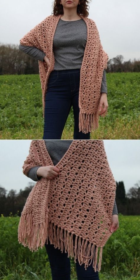 Crochet Patterns Shawl Wrap, Chunky Shawl Crochet Pattern, Easy Crochet Shawls And Wraps Free Patterns Simple, Crochet Blanket Scarf Pattern Free, Mindless Crochet Patterns, Diy Shawl Wrap, Crochet Wraps Free Patterns, Crochet Wearables Patterns Free, Crocheted Shawls And Wraps Free