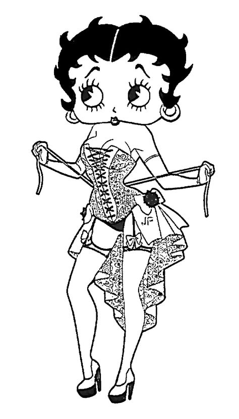 Betty Boop Marilyn Monroe, Betty Boop Outline, Goth Betty Boop, Betty Boop On Motorcycle, Betty Boop Coloring Pages, Blank Coloring Pages, Betty Boop Classic, Chucky Doll, Fantasy Tattoos