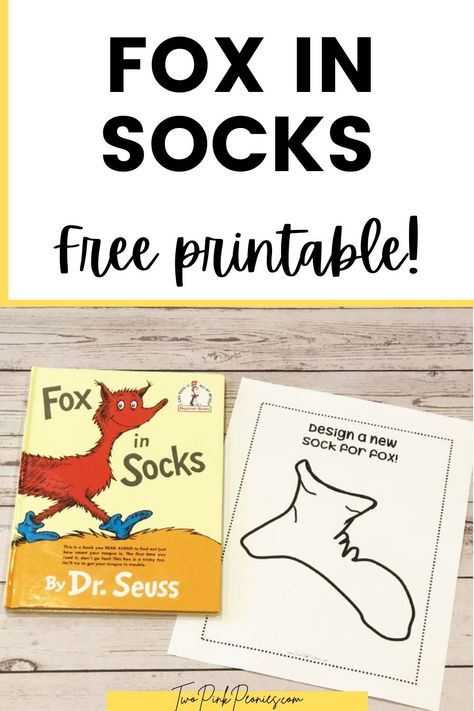 Fox in Socks Printable PDF Activity Dr Suess Books And Activities, Fox And Socks Activities, Silly Sock Day Activities, Dr Suess Fox In Socks Craft, Fox In Socks Craft For Toddlers, Fox In Socks Door Decoration, Fox In The Socks Craft, Fox In Sox Activity, Dr Seuss Fox In Socks Craft