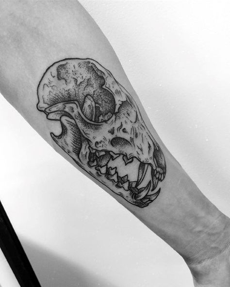 Guys Tattoos With Fox Skull Design Women Skull Tattoo, Fox Skull Tattoo, Bear Skull Tattoo, Big Bear Tattoo, Skull Tattoo Meaning, Bear Tattoo Designs, Fox Skull, Bear Skull, Tattoo Moon