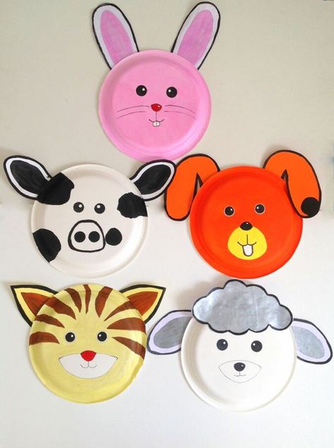 Crafts For Farm Animals, Pets Arts And Crafts Preschool, Paper Plates Crafts For Kids, Animals Crafts For Preschoolers, Paper Plate Farm Animals, Animal Art And Craft, Paper Plate Painting, Farm Animals Crafts, Farm Animals Craft