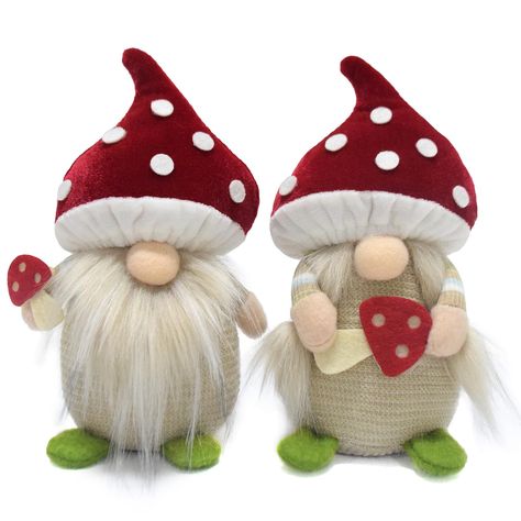 Gnomes Mushroom, Gnomes Gifts, Mushroom Items, Hands Couple, Mushroom Gnome, Gnome Decorations, Swedish Tomte, Felt Mushroom, Harvest Decor