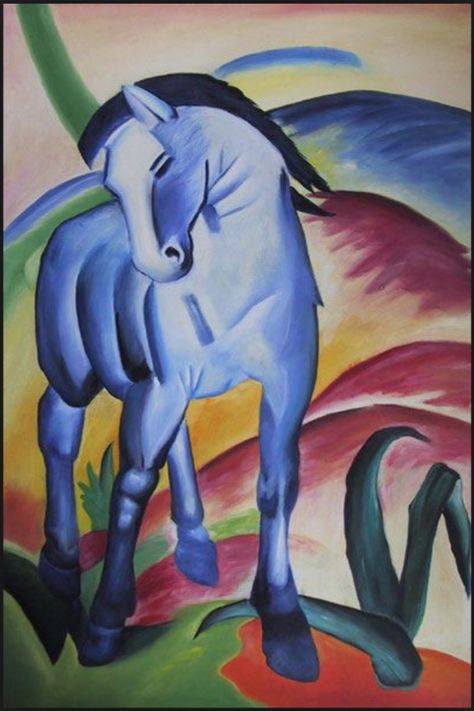 Head Abstract, Blue Rider, Living Room Large, Franz Marc, German Expressionism, Large Decor, Blue Horse, Grey Horse, Big Animals