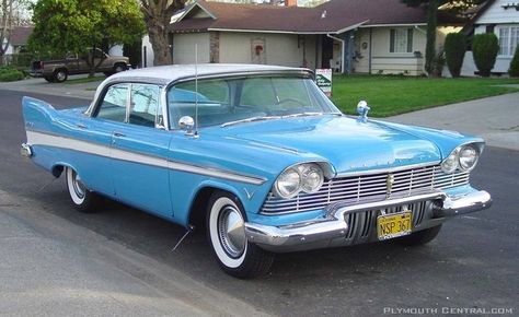 1957 Plymouth Belvedere Sport Sedan. 1958 Plymouth Fury, Chrysler Saratoga, Vintage Cars 1950s, Plymouth Cars, Plymouth Belvedere, Plymouth Fury, American Classic Cars, Classic Motors, Blue Car