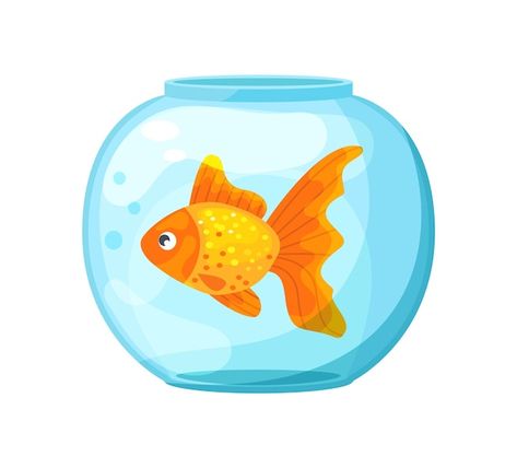 Goldfish Cartoon, Fish In Aquarium, Bowl Aquarium, Shape Activities Kindergarten, Goldfish Swimming, 3d Shapes Activities, Drawing Classes For Kids, Fish Goldfish, Swimming Fish