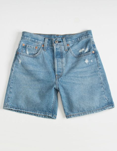 Levi’s 501 Mid Thigh Shorts, Mid Thigh Denim Shorts, Womens Denim Shorts, Long Denim Shorts, Holiday Clothes, Mid Thigh Shorts, Shorts Fit, Womens Denim, Summer Essential